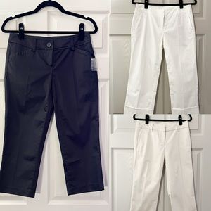 3 Pairs of Willi Smith Capri Pants in Kaki, White, Black, Size 2